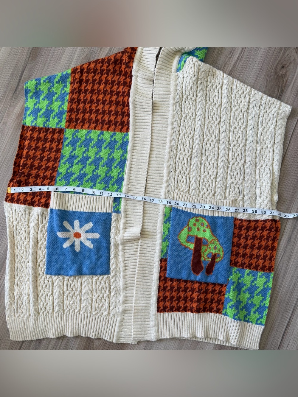 Urban Outfitters Kali Knit Throwover Poncho, Patchwork Cape - Picture 4 of 13